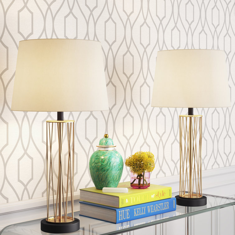 Gold cage best sale table lamp